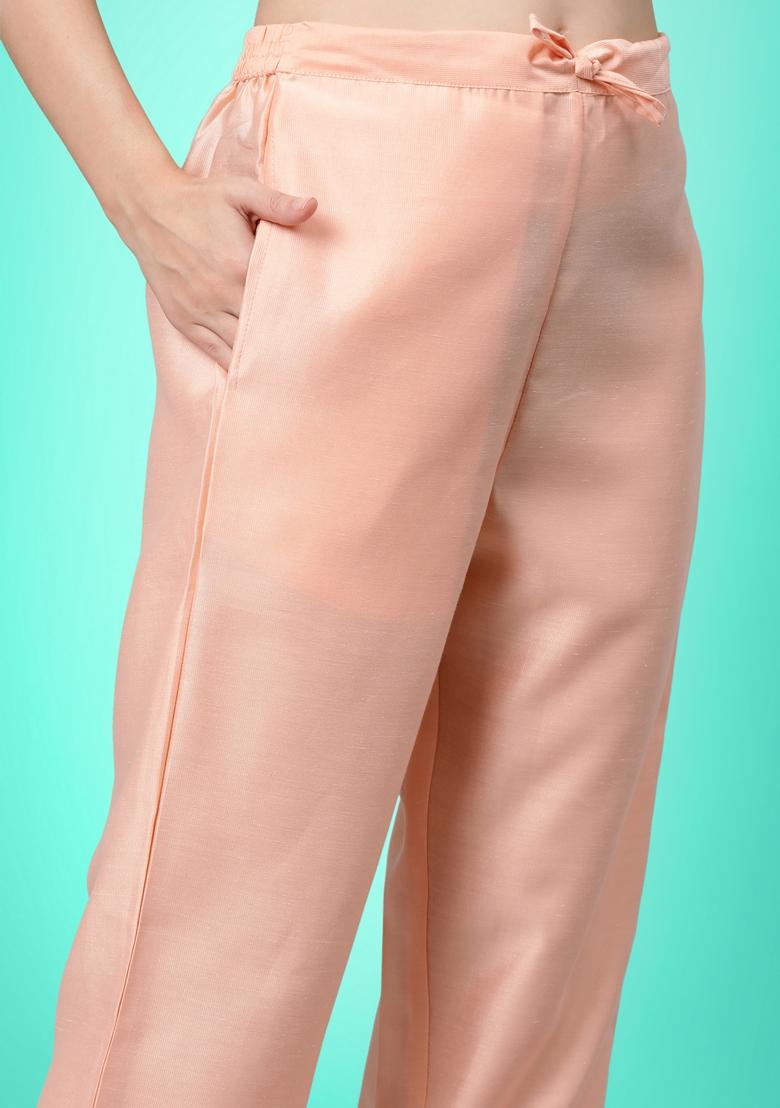 Peach Sequin Embroidered Silk Salwar Kameez