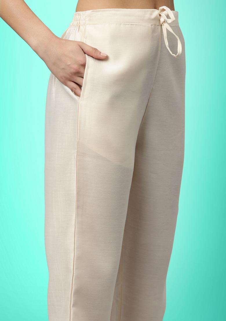 Off White Sequin Embroidered Silk Salwar Kameez