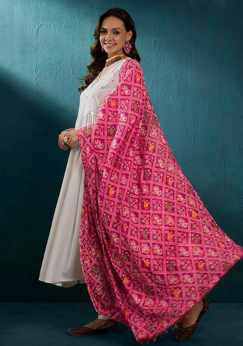 White Sequin Embroidered Silk Salwar Kameez