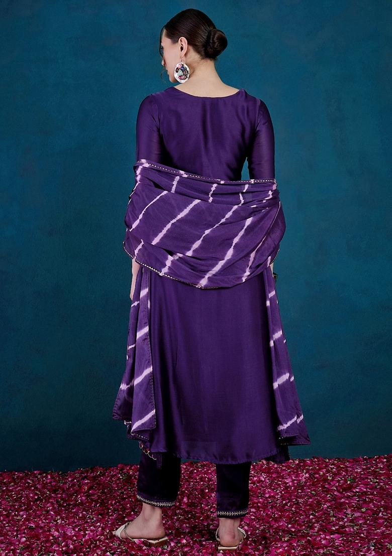 Purple Sequin Embroidered Chiffon Salwar Kameez With Dupatta