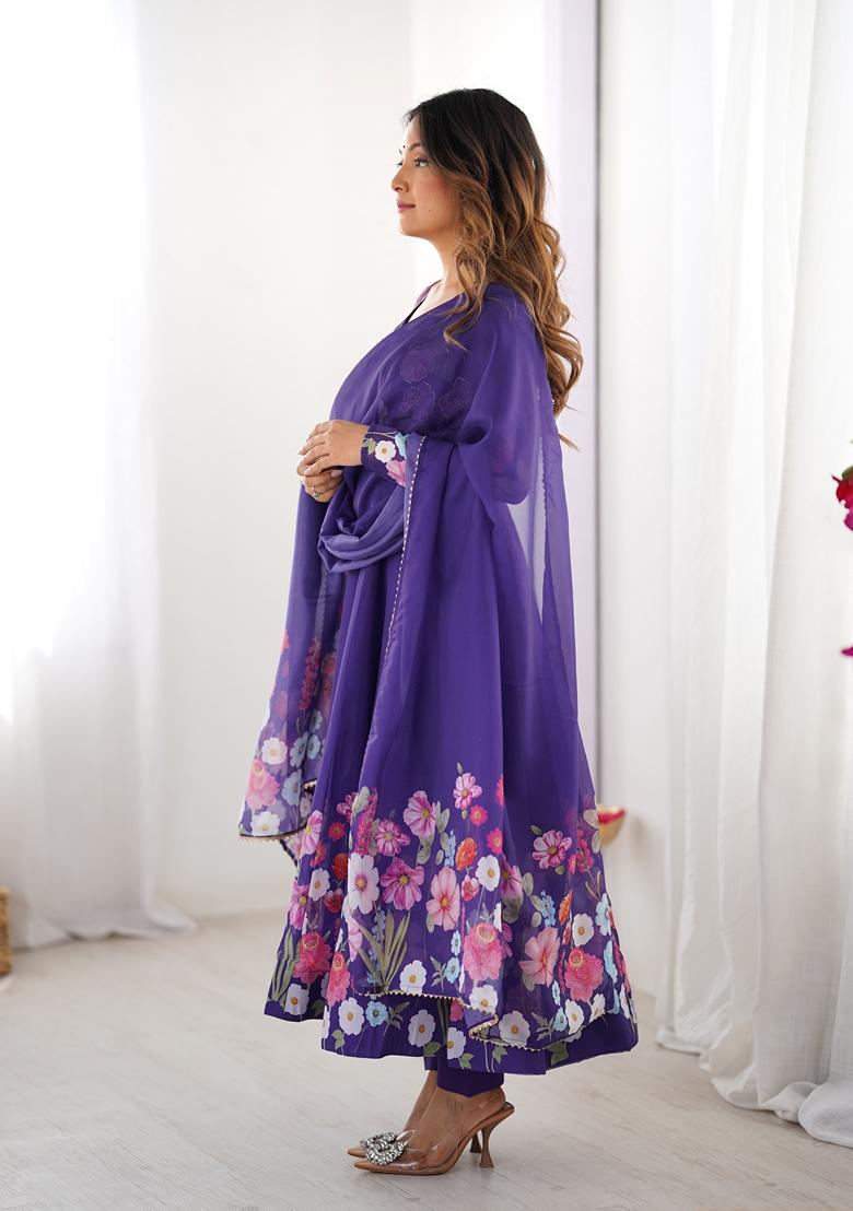 Blue Zari Work Silk Anarkali Set