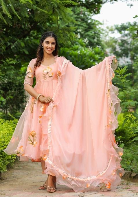 Blue Embroidered Cotton Blend Salwar Kameez With Dupatta