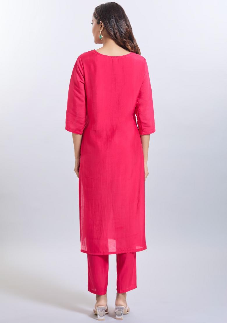 Pink And Peach Dyed Chiffon Palazzo Set