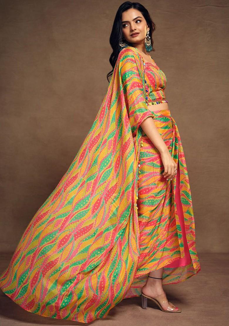 Yellow Printed Poly Blend Co Ord Set