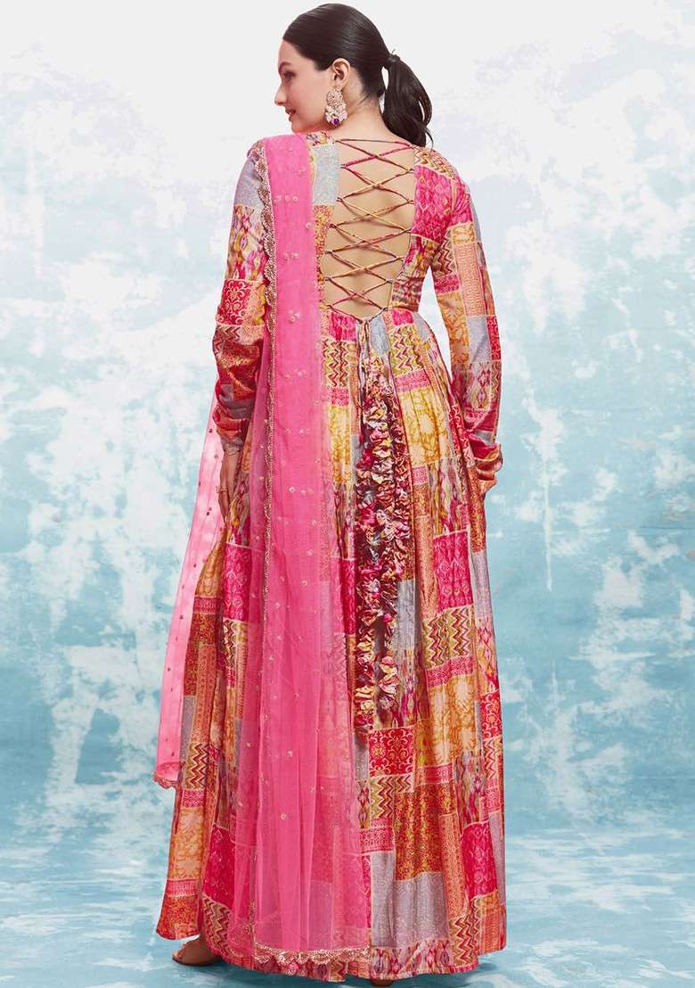 Coral Printed Poly Blend Salwar Kameez - Indya