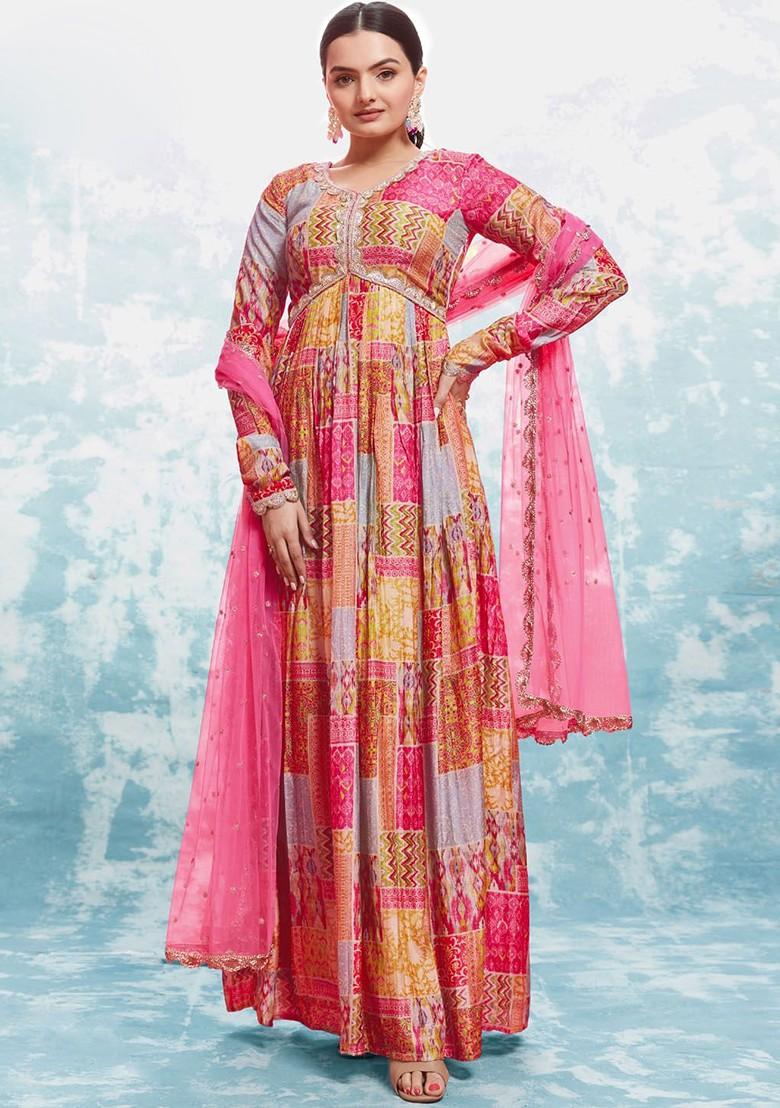 Coral Printed Poly Blend Salwar Kameez