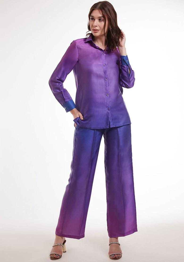 Blue Dyed Poly Blend Co Ord Set