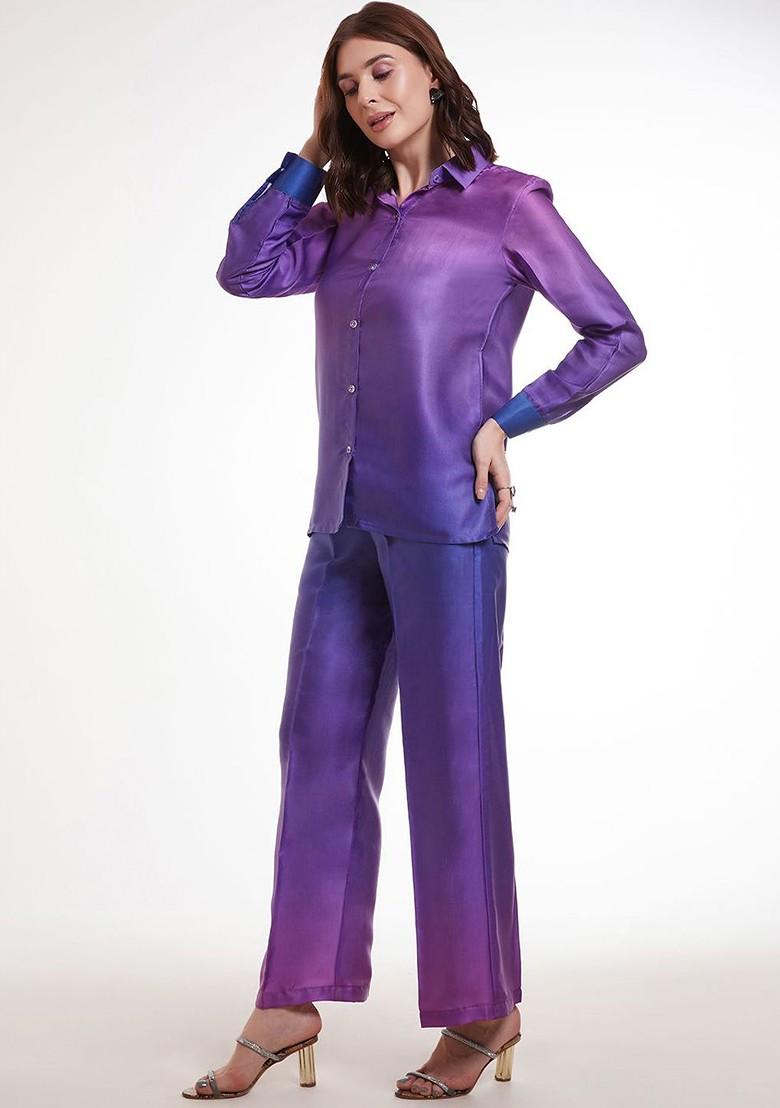 Blue Dyed Poly Blend Co Ord Set