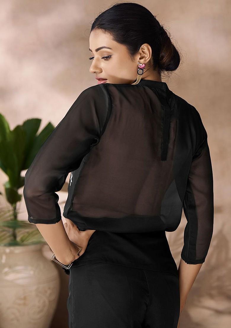 Black Embroidered Poly Blend Co Ord Set