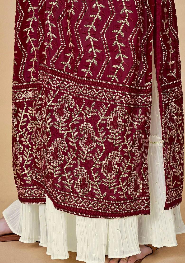 White Embroidered Poly Blend Co Ord Set