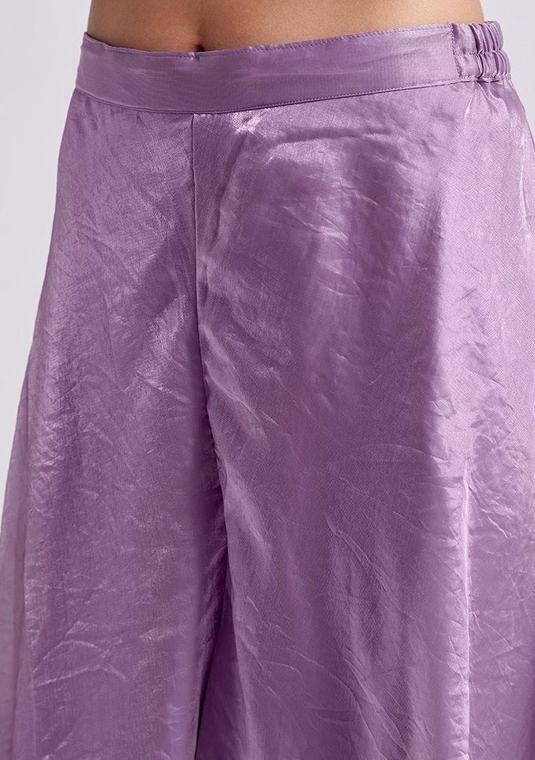 Lavender Embroidered Poly Blend Salwar Kameez