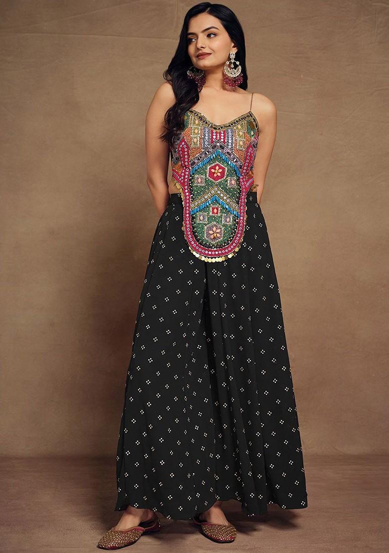 Black Embellished Poly Blend Co Ord Set