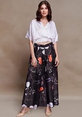 Black Embroidered Poly Blend Co Ord Set