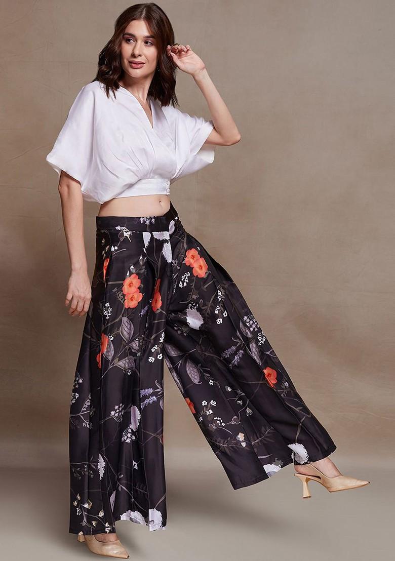 Black Embroidered Poly Blend Co Ord Set