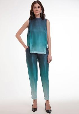 Blue Dyed Poly Blend Co Ord Set