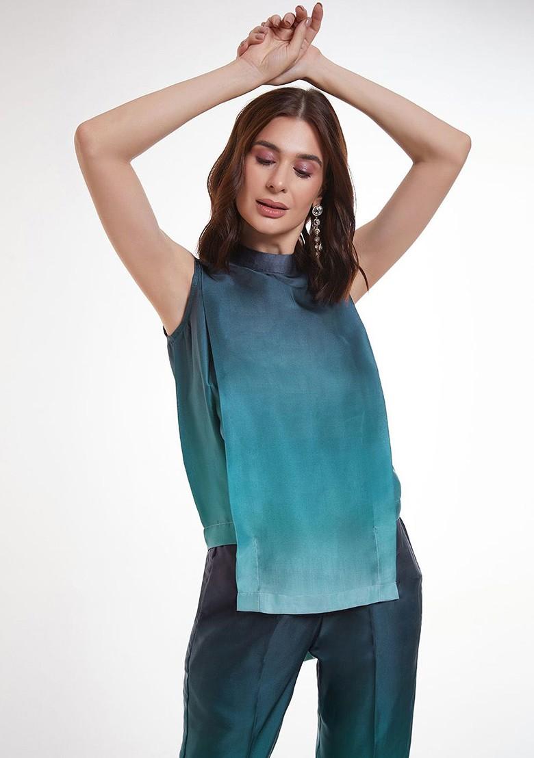 Blue Dyed Poly Blend Co Ord Set