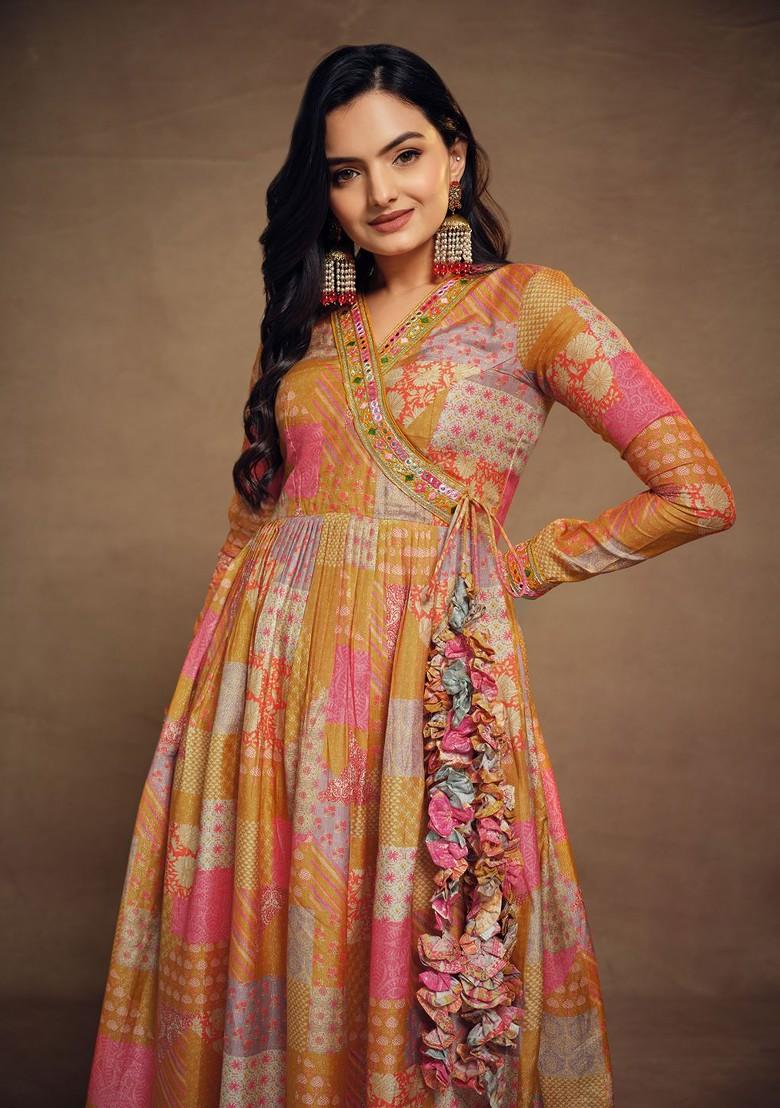 Pink Printed Poly Blend Palazzo Set