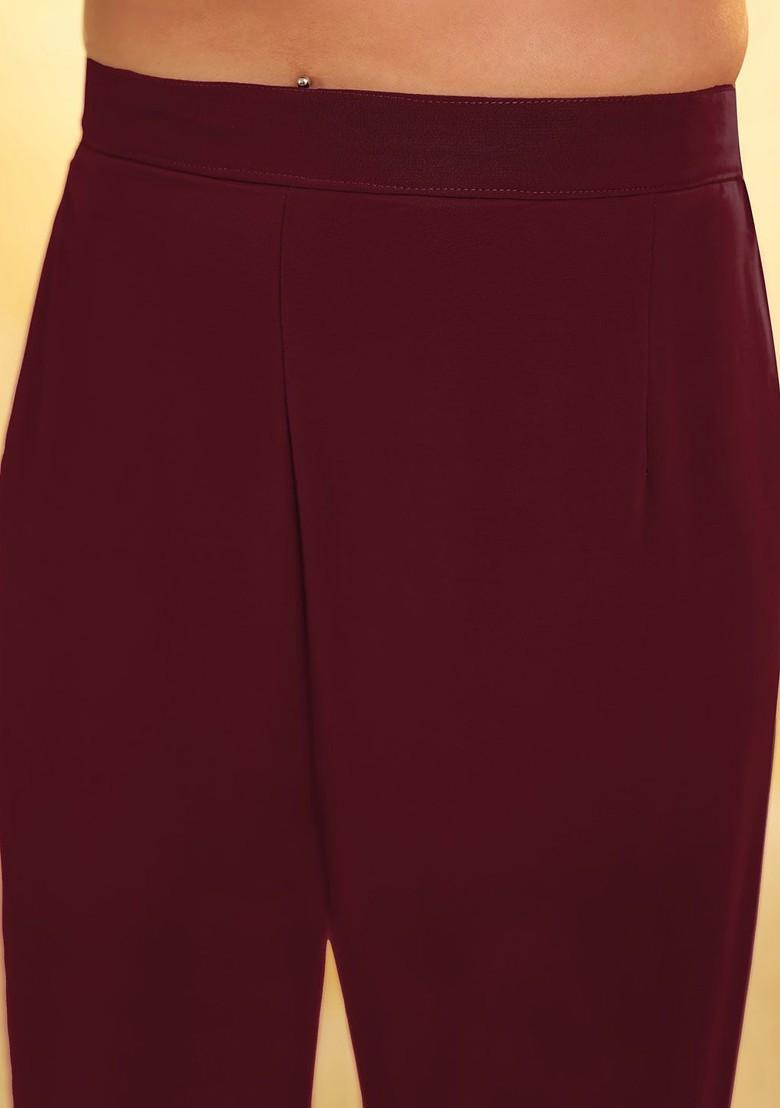 Maroon Embroidered Poly Blend Sharara Set With Dupatta