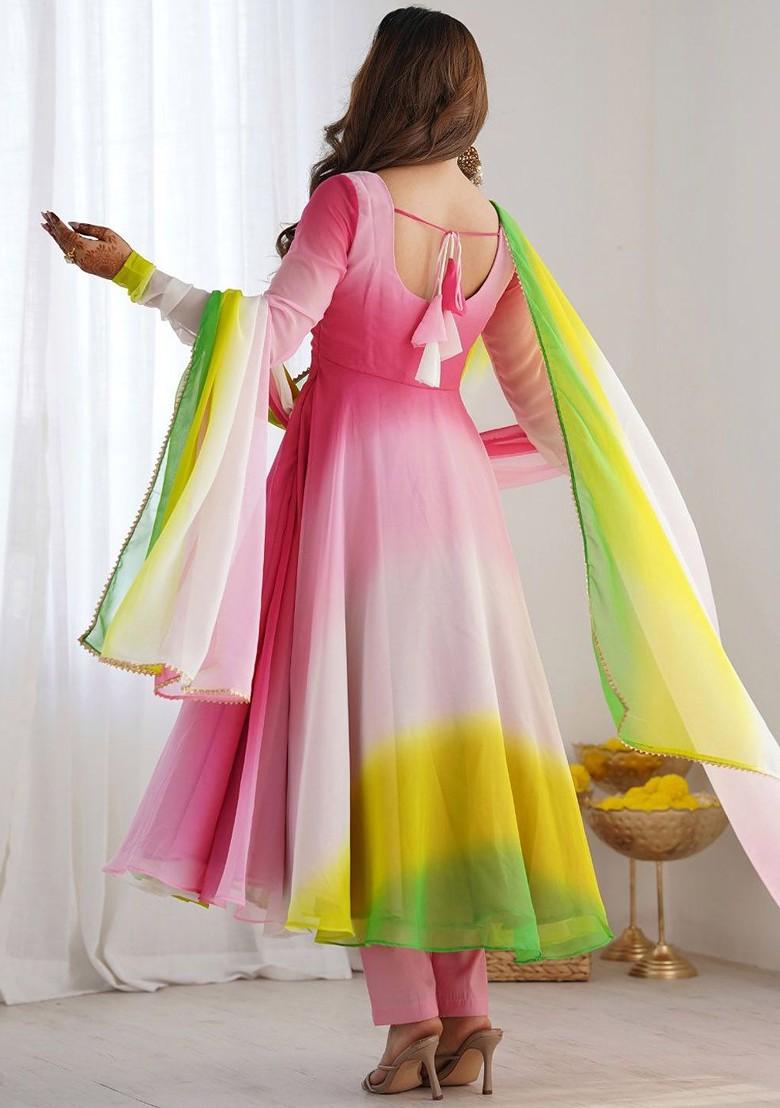 Pink Embroidered Poly Blend Salwar Kameez With Dupatta