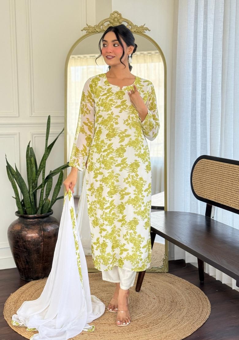 Multi Solid Georgette Salwar Kameez With Dupatta