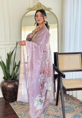 Onion Pink Embroidered Viscose Salwar Kameez With Dupatta