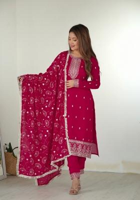 Pink Embroidered Rangoli Silk Salwar Kameez With Dupatta