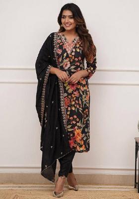 Black Embroidered Silk Salwar Kameez
