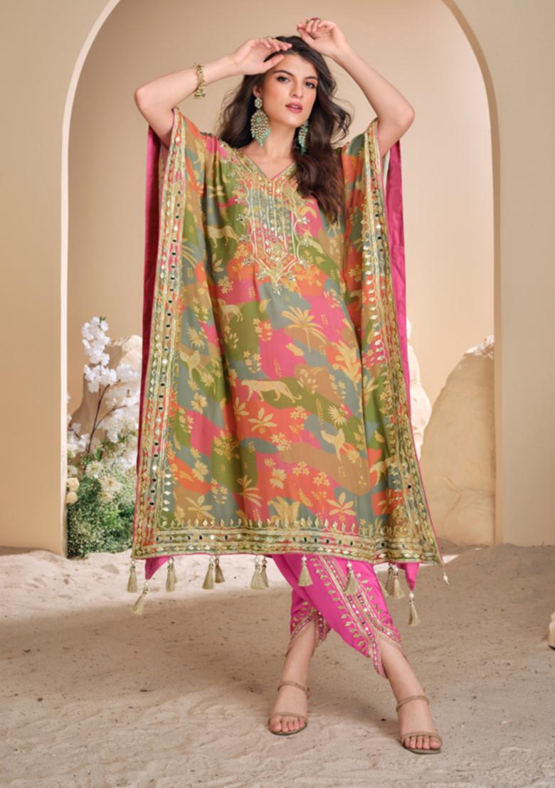 Multi Embroidered Crepe Silk Salwar Kameez