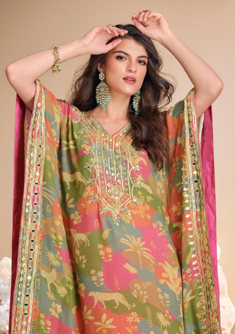 Multi Embroidered Crepe Silk Salwar Kameez