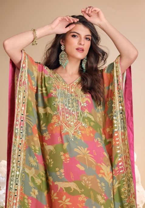 Multi Embroidered Crepe Silk Salwar Kameez