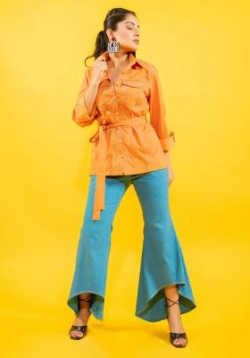 Sunrise Orange,  Embroidered Cotton Co Ord Set