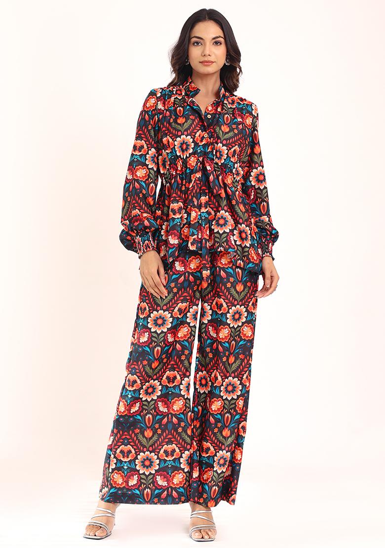 Multi Embroidered Muslin Co Ord Set