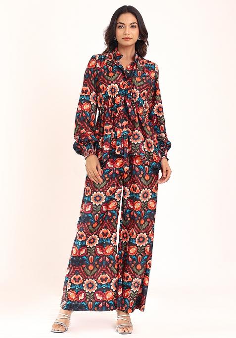 Multi Embroidered Muslin Co Ord Set