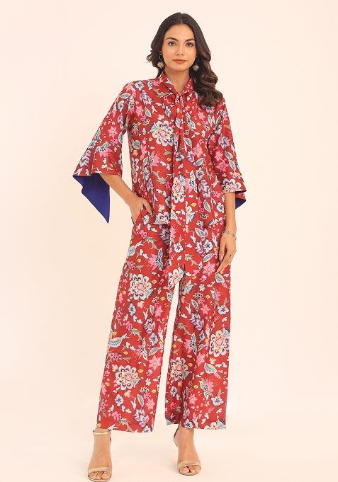 Multi Embroidered Muslin Co Ord Set