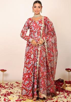 Multi Embroidered Georgette Anarkali Kurta Set