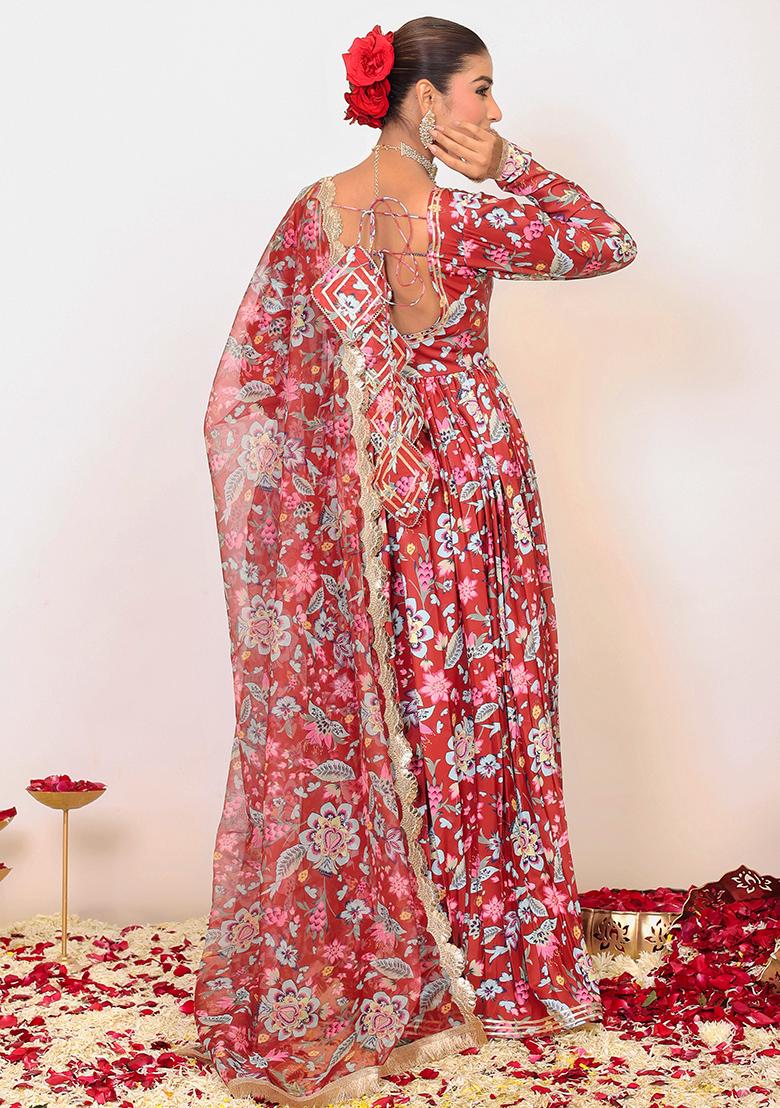 Multi Embroidered Georgette Anarkali Kurta Set