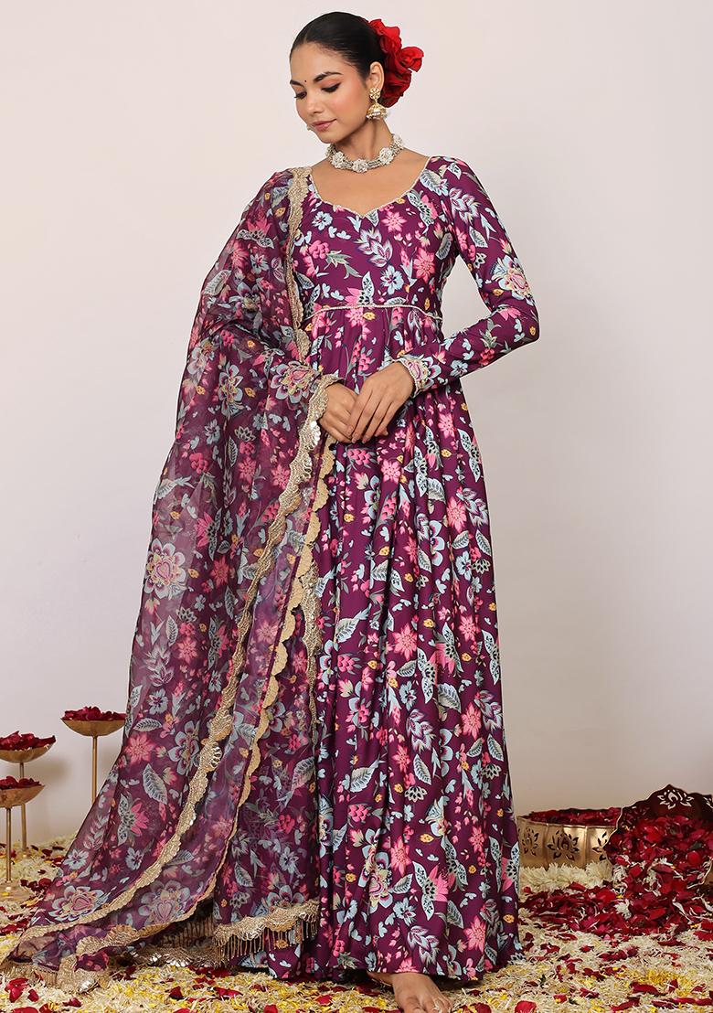 Multi Embroidered Georgette Anarkali Kurta Set