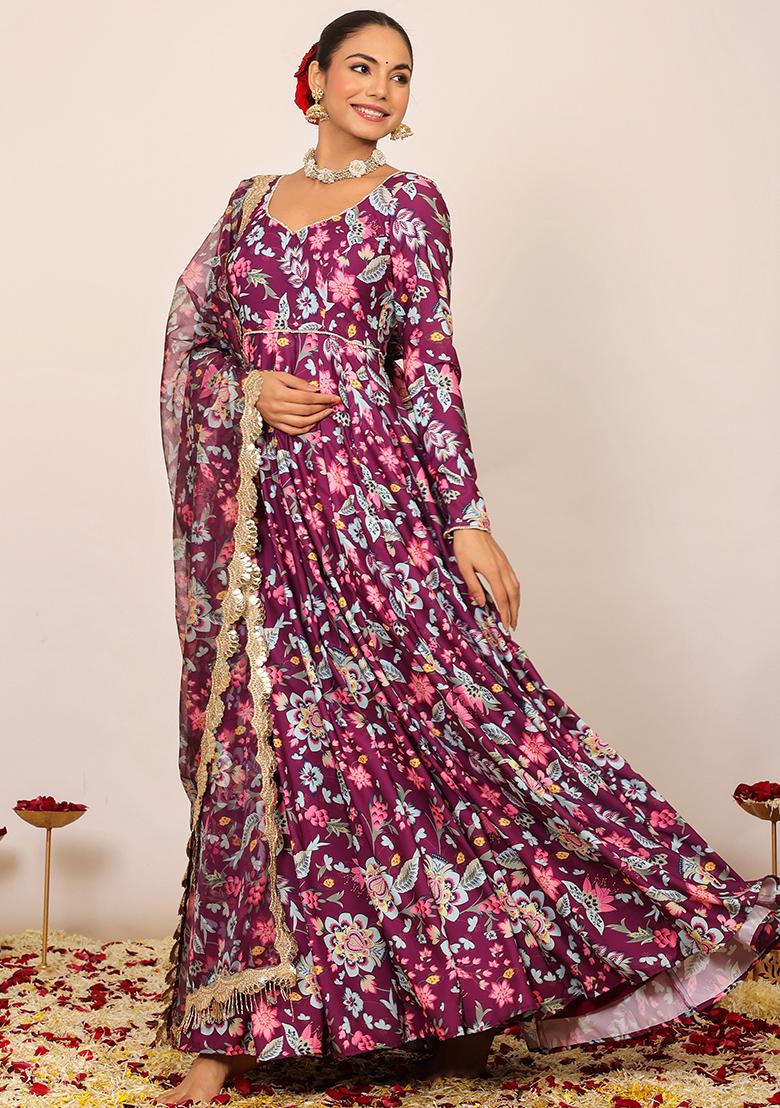 Multi Embroidered Georgette Anarkali Kurta Set