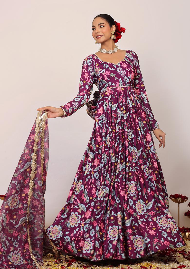 Multi Embroidered Georgette Anarkali Kurta Set