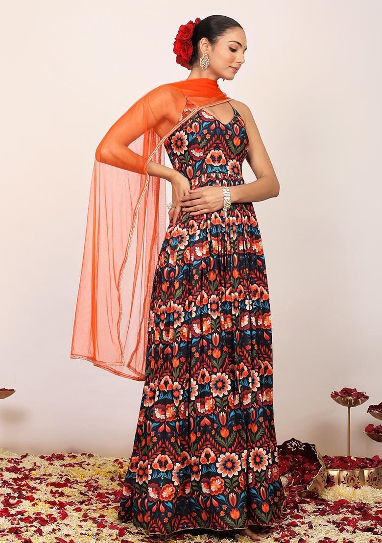 Multi Embroidered Georgette Anarkali Kurta Set