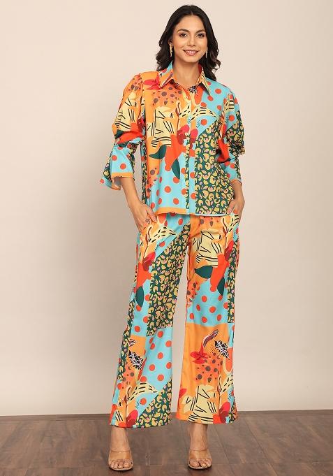 Multi Embroidered Georgette Co Ord Set