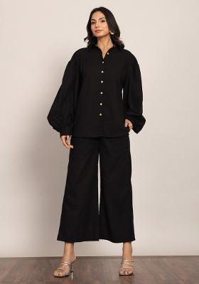 Black Printed  Cotton Co Ord Set