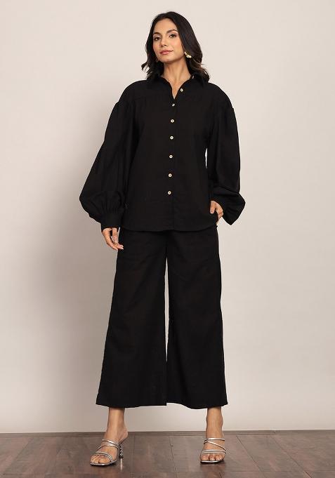 Black Printed  Cotton Co Ord Set