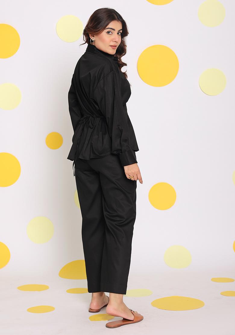 Black Printed  Cotton Co Ord Set