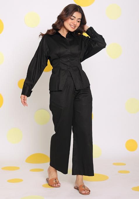 Black Printed  Cotton Co Ord Set