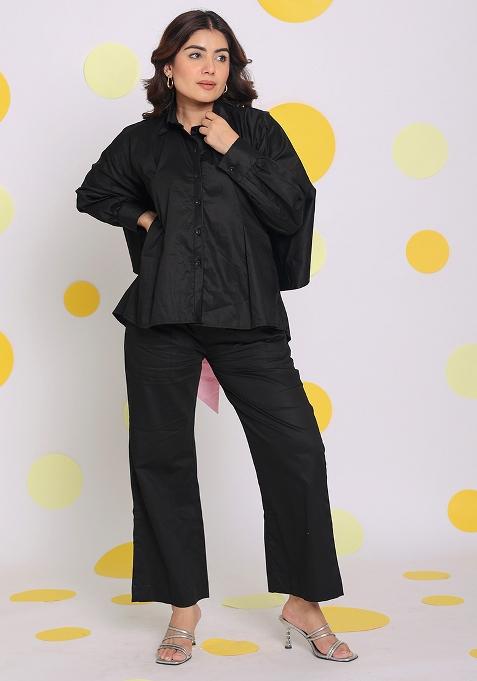 Black Printed  Cotton Co Ord Set