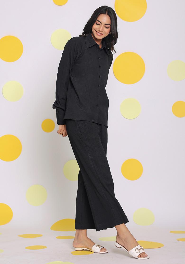 Black Printed  Cotton Co Ord Set