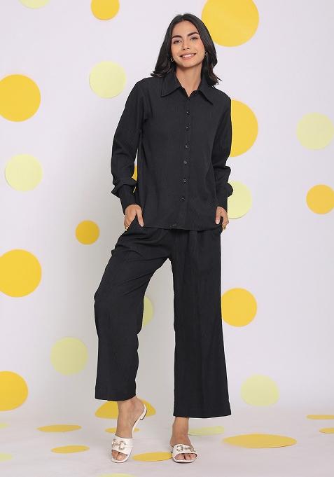 Black Printed  Cotton Co Ord Set