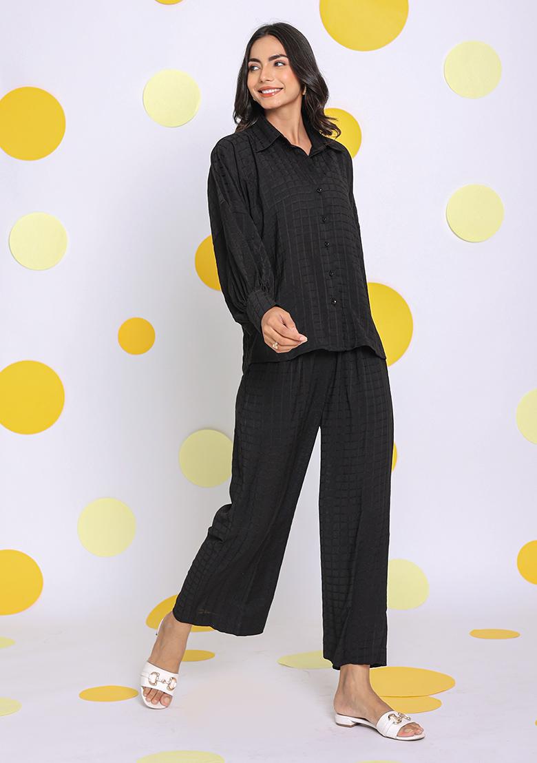 Black Printed  Cotton Co Ord Set