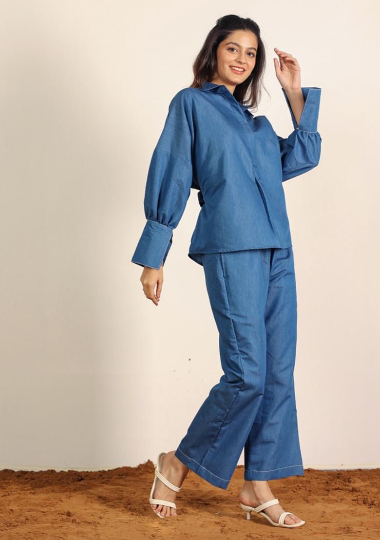 Blue Printed  Cotton Co Ord Set